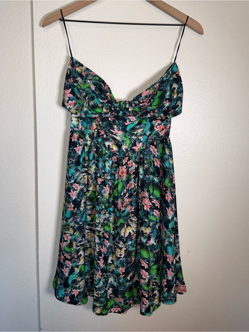 NWT ZARA floral boning corset strapless tie back mini party dress M